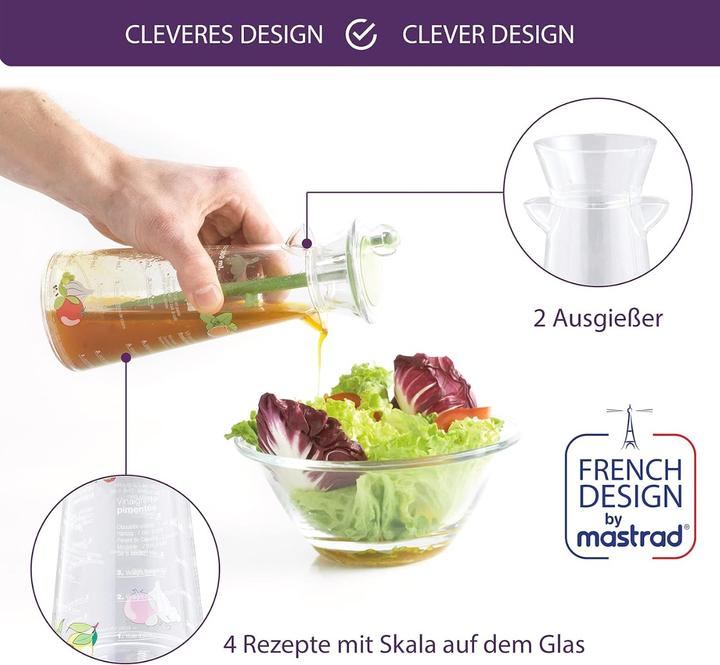 Image du produit Mastrad Mixeur à vinaigrette avec recettes imprimées (300 ml)
