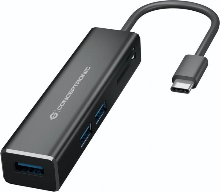 Produktbild Conceptronic DONN08B Schnittstellen-Hub USB 3.2 Gen 1 (3.1 Gen 1) Type-C 5000 Mbit/s Schwarz (USB-C, 3 Ports)