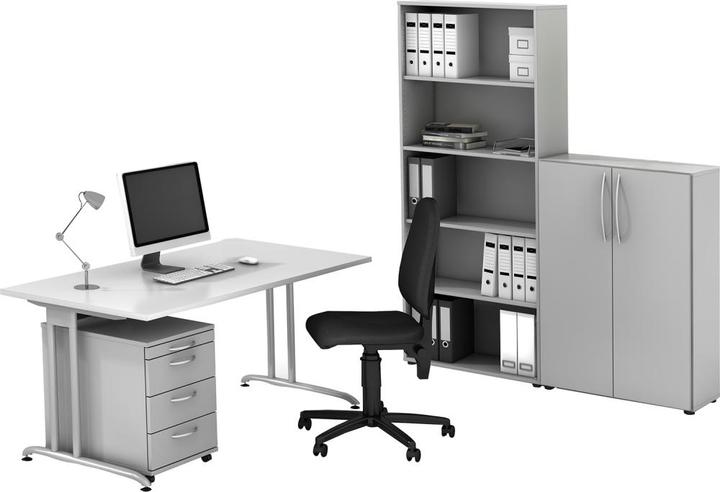 Immagine prodotto Hammerbacher Set da ufficio con sedia 5 pezzi, grigio