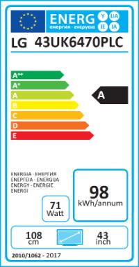 Energy Label LG 43uk6470 (43", LCD, 4K, 2018)