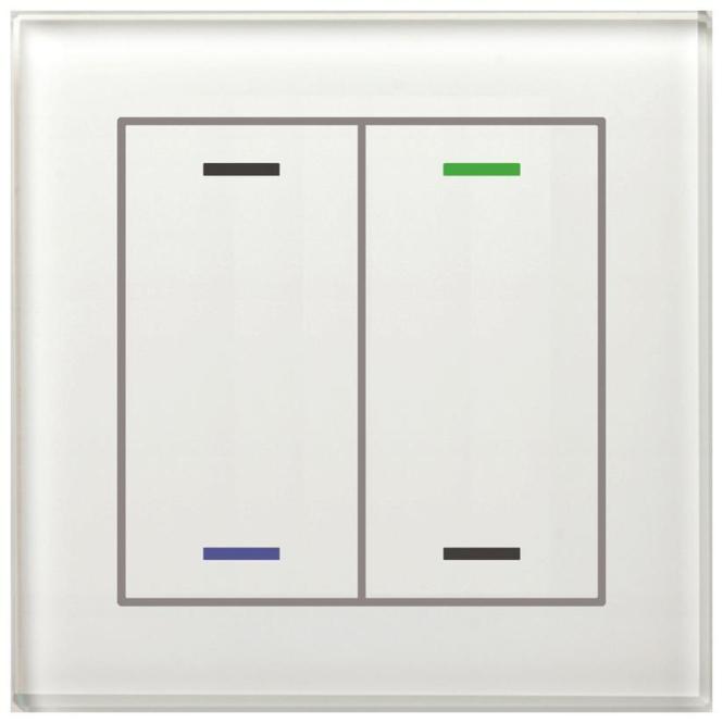 MDT MDTtechno. Glass push-button II Light 2-fold RGBW, white BE-GTL2TW.01 (Damper)