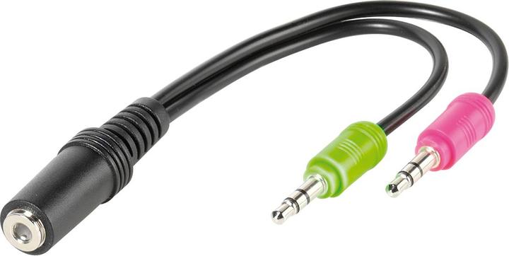 Actual product image Vivanco Headphone, headset adapter 4pin. 3,5mm jack <-> 2x 3,5mm plug stereo (Headset adapter)