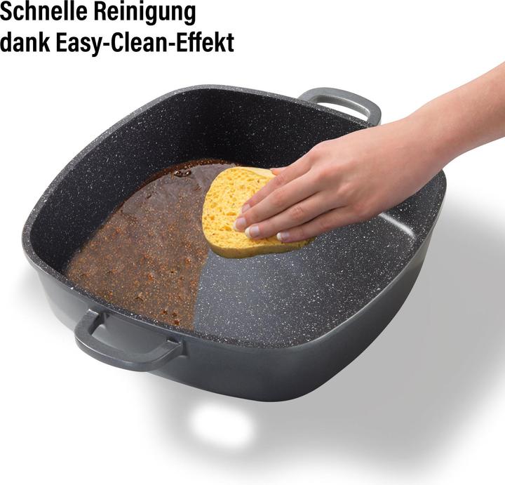 Actual product image Stoneline Eckpfanne 28x28 cm mit Aroma Glasdeckel, Pfanne rechteckig, Backofen, Induktion geeignet (Pan set + pot set, Aluminium)