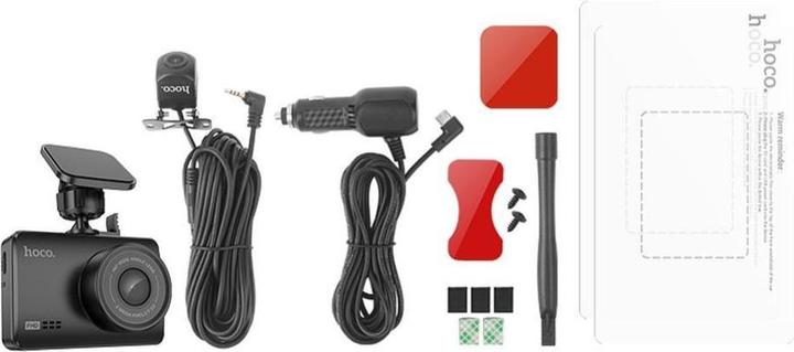 Image du produit Hoco Casque avec microphone caméra voiture avec écran 2,45" + caméra arrière 1080P/30fps DV3 noir (Écran intégré, Bluetooth, Vision nocturne, Microphone intégré, Full HD)