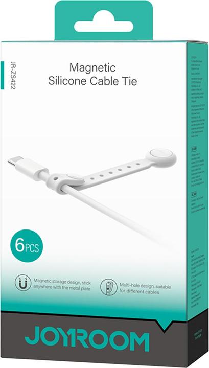 Immagine prodotto Joyroom JR-ZS422 Silicone Cable Tie with Magnet, Set of 6 - White (Fascette in plastica)