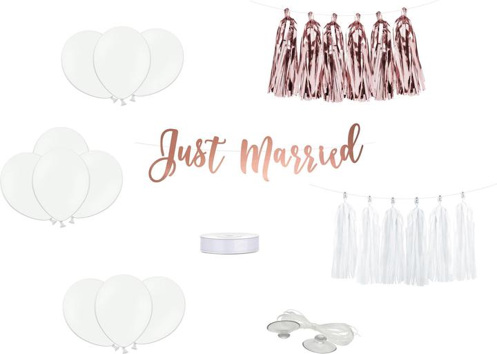 Image du produit Partydeco Set de décoration de voiture pour accessoires de fête or rose/blanc