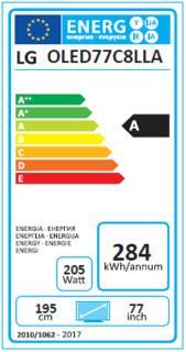 Etichetta energetica LG Oled77c8 (77", OLED, 4K, 2018)