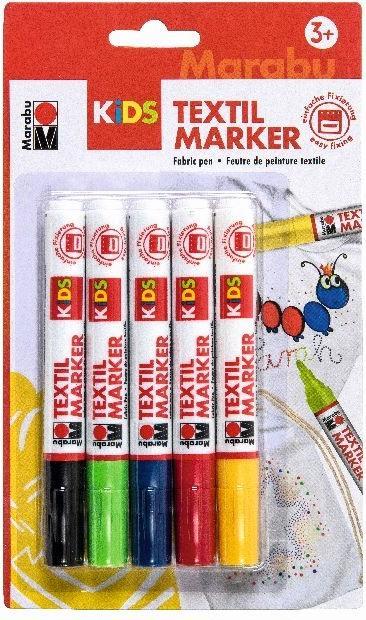 Produktbild Marabu Textilstift KiDS (Rot, Lavendel, Blau, Grün, Gelb, Schwarz, 3 mm, 5 x)