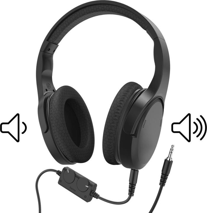 Produktbild Hama Fernseh-Kopfhörer, Over-Ear, langes Kabel (6m), getr. Lautstärkeregelung, S (ANC, Kabelgebunden)