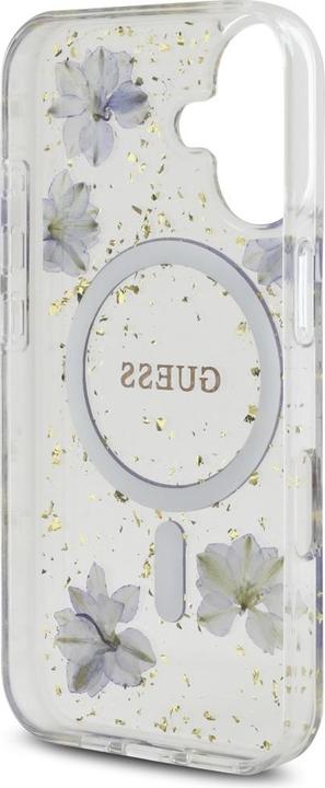 Image du produit Guess Case Resin Flowers Glitter MagSafe for iPhone 16 purple (Apple iPhone 16)