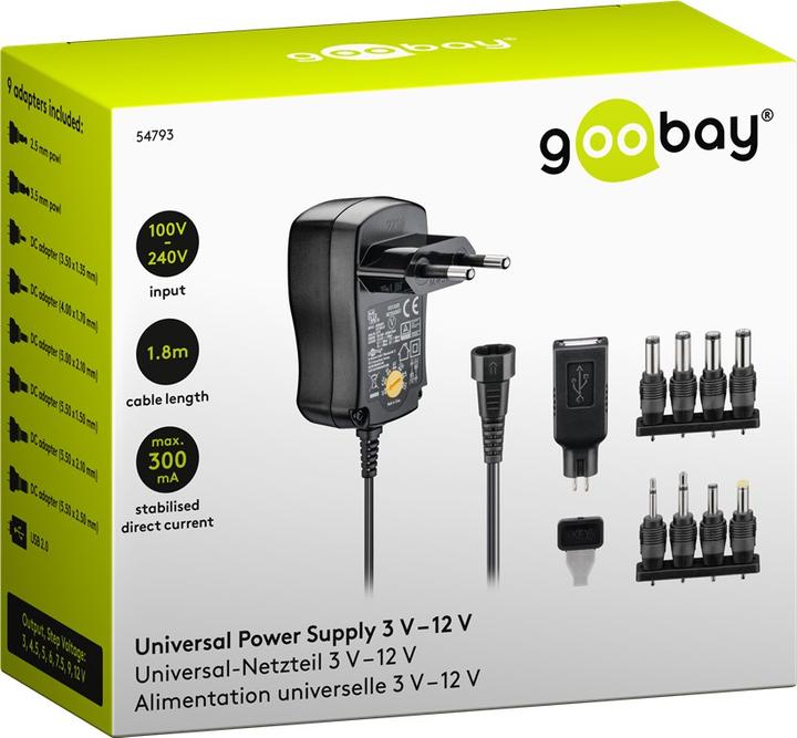 Actual product image Goobay 3 V - 12 V universal power supply