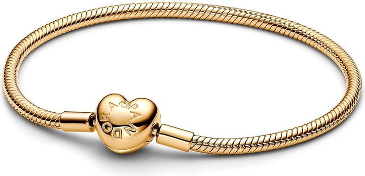 Pandora Moments Schlangen Gliederarmband mit Herz-Verschluss (19 cm, Metall, Vergoldet)