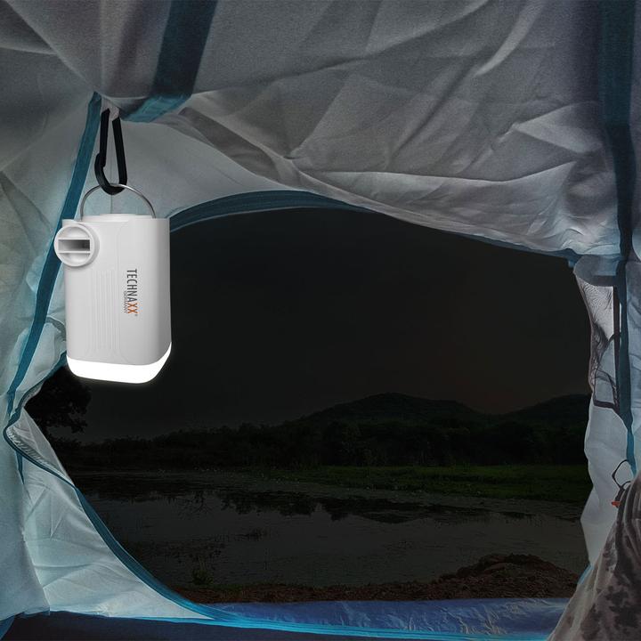 Actual product image Technaxx Mini rechargeable air pump with LED light