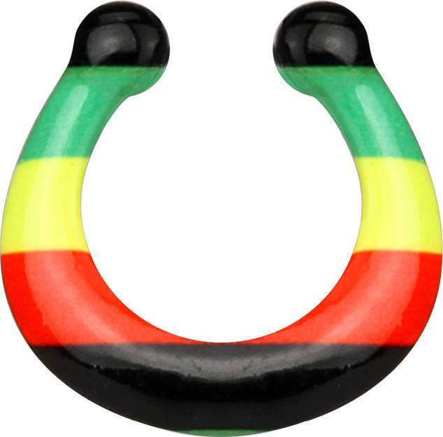 Star Piercing Fake Septum mit Rastamuster (Messing)
