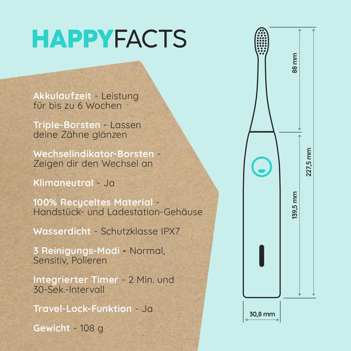 Produktbild happybrush ECO VIBE 3 Starterkit Ocean (Schallzahnbürste)