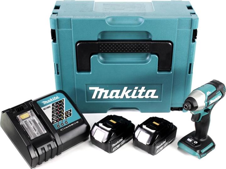 Produktbild Makita DTD 155 RFJ Akku Schlagschrauber 18 V 140 Nm 1/4" Brushless + 2x Akku 3,0 Ah + Ladegerät + (Akkubetrieb)