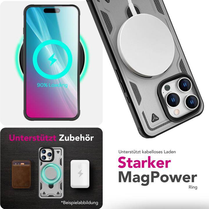 Actual product image Nalia Stormguard - Stossfeste MagSafe Panzer Hülle mit Ring - Military Kickstand Cover (Apple iPhone 16 Pro Max)