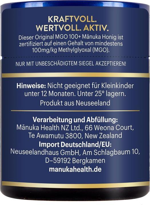 Nutritional values and ingredients Manuka Health Mini MGO 100+ Manuka Honey 50 g (50 g)