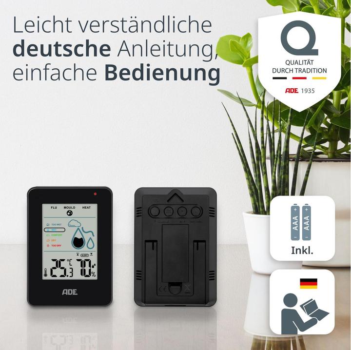 Actual product image ADE Thermo-/Hygrometer digital Schwarz, Funktionen