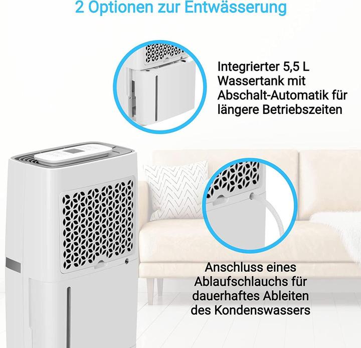 Actual product image KLAMER Luftentfeuchter 25L, 195m³ Luftumwälzung pro Stunde, 420W Entfeuchter, 5.5L Tank (35 m², 25 l/24h)