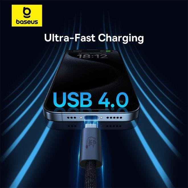 Actual product image Baseus USB C – USB C (1 m, USB 4.0, 240 W)