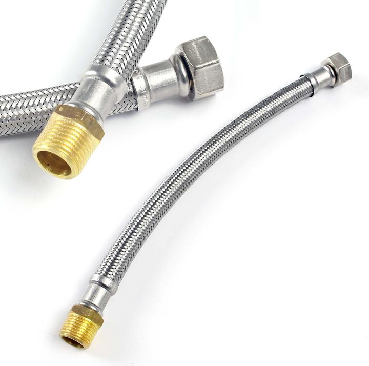 Actual product image XPOtool Flexible hose 300mm DN8 armoured hose 3/4"  AG 26.44mm 3/8"  ÜM 14.95mm
