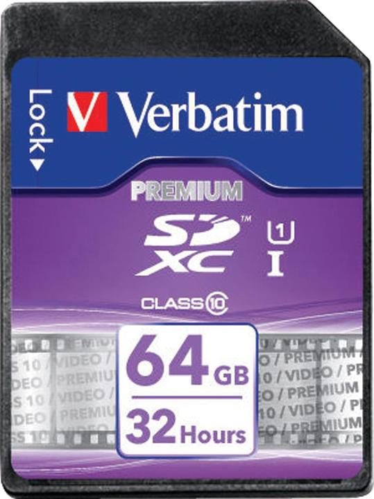 Actual product image Verbatim SDXC Card Class 10 Premium (64 GB, SDXC, U1, UHS-I)
