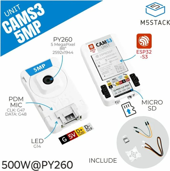 Image du produit M5Stack CamS3 Unité de caméra Wifi 5MP