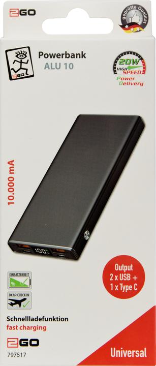 Produktbild 2GO Powerbank 10000mAh USB-C (10000 mAh, 42.50 W)