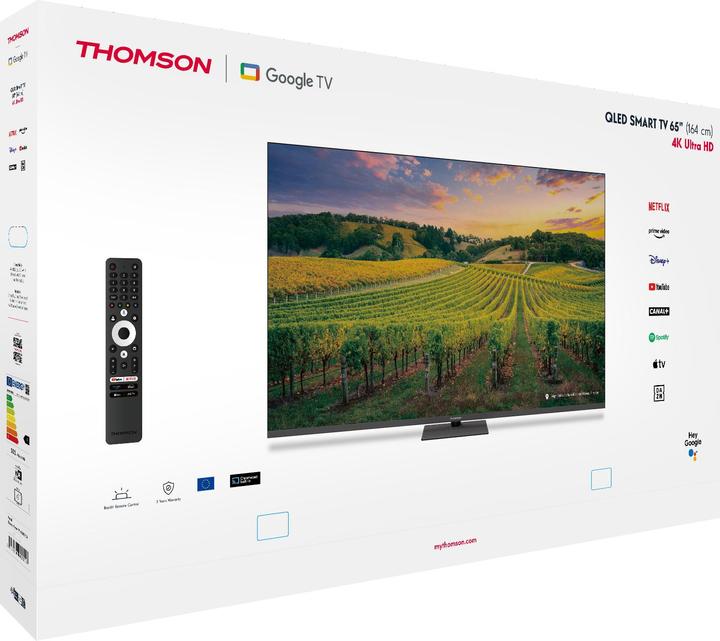 Produktbild Thomson TV 65 UHD SMART 4K QLE T2/C2S2 GOOGLE TV PIEDE (65", QLED, 4K)