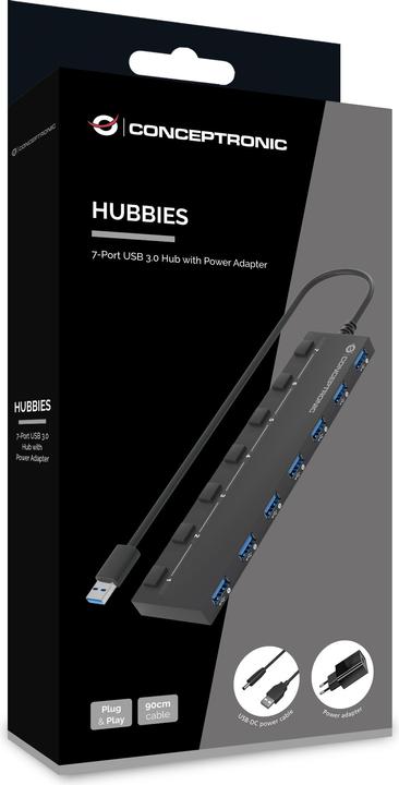 Productafbeelding Conceptronic HUBBIES19BP (USB-A, 7 Havens)