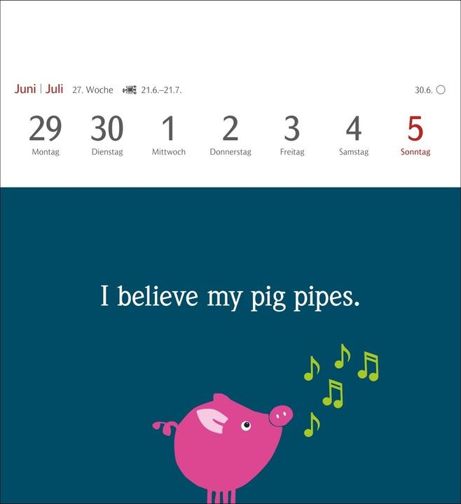 Produktbild Harenberg Now I know how the rabbit runs Postkartenkalender 2026 - 53 denglische Sprüche und Spri (Englisch, Deutsch)