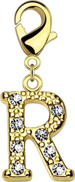 Star Piercing Anhänger 14k vergoldet mit Kristall Buchstabe R (Messing)