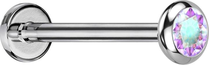 Immagine prodotto Star Piercing Micro Threadless Labret disco d'argento con cristallo arrotondato multicolore (Titanio G23, senza ottone)