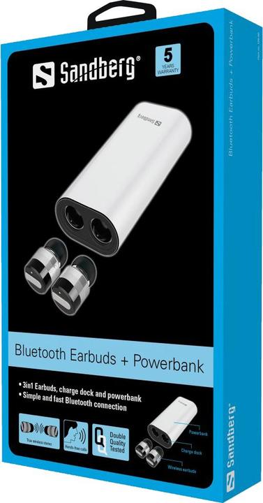 Actual product image Sandberg Bluetooth Earbuds + Powerbank (3 h, Wireless)
