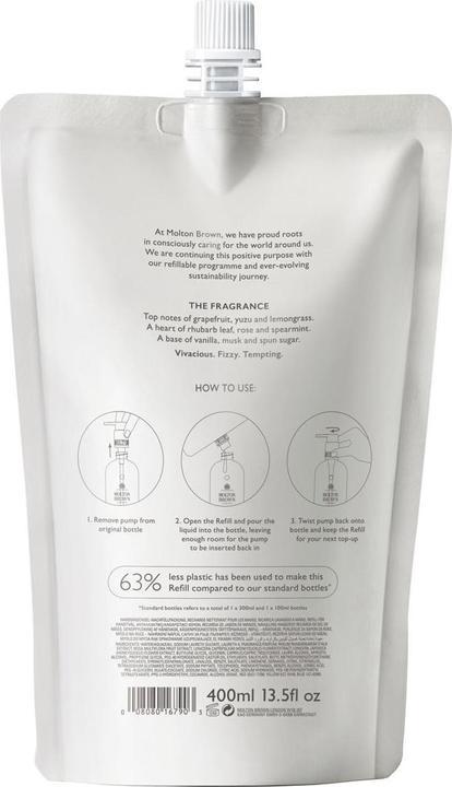 Image du produit Molton Brown Delicious Rhubarb & Rose Fine Liquid Hand Wash Refill (Savon liquide, 400 ml)
