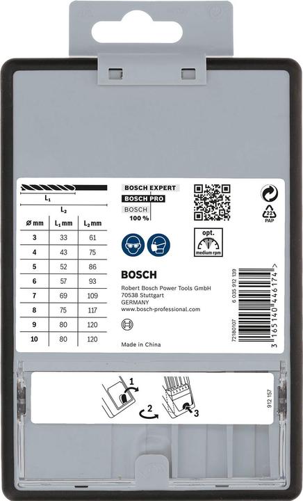 Produktbild Bosch Professional Zubehör PRO Wood Holzspiralbohrer-Set. 8-tlg. (5 mm, 6 mm, 7 mm, 8 mm, 9 mm, 10 mm, 3 mm, 4 mm)