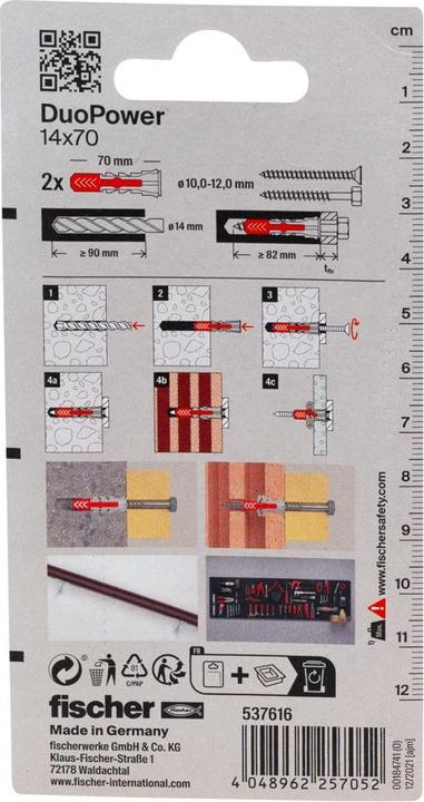 Actual product image Fischer Fischerwerke DUOPOWER 14x70 K dowel (2 pcs.)