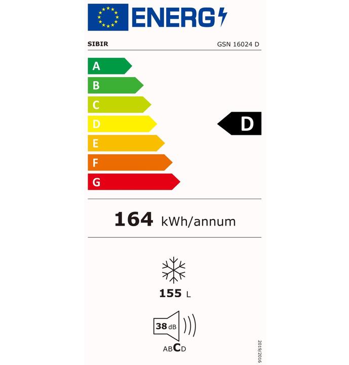 Energie-Label Sibir Gefrierschrank GSN 16024 No Frost (Freistehend, 155 l)