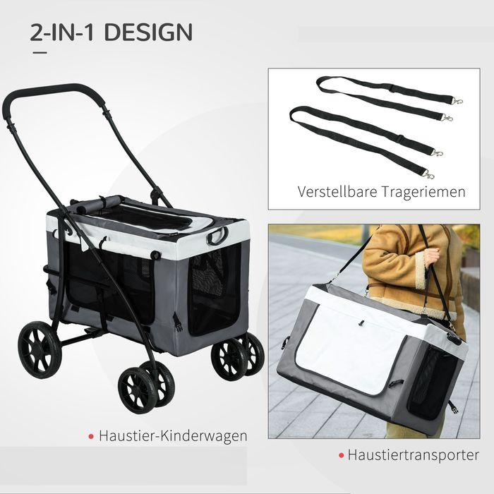 Image du produit Swisshandel24 2-in-1 Hundebuggy, Haustierwagen mit abnehmbarem Korb (Chien, Pliable)