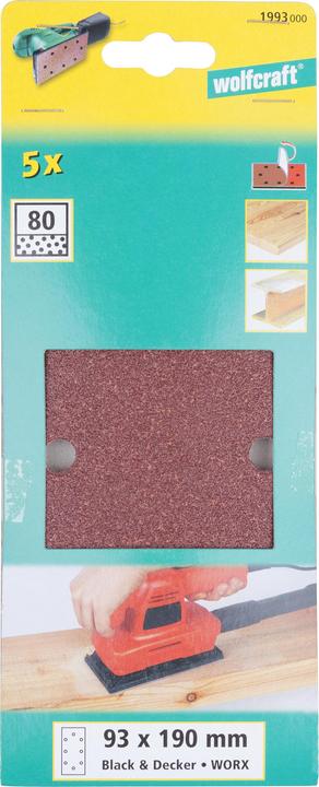 Actual product image wolfcraft wolfcraft 1 adhesive sanding set 10 pcs. 93x190mm (60, 120, 240)