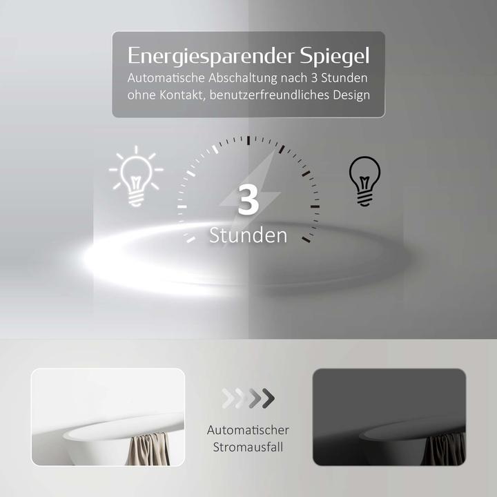 Produktbild Emke Badspiegel mit Beleuchtung Φ50cm,Beschlagfrei, 3 Farbtemperaturen(3000K-6500K) und dimmbaren