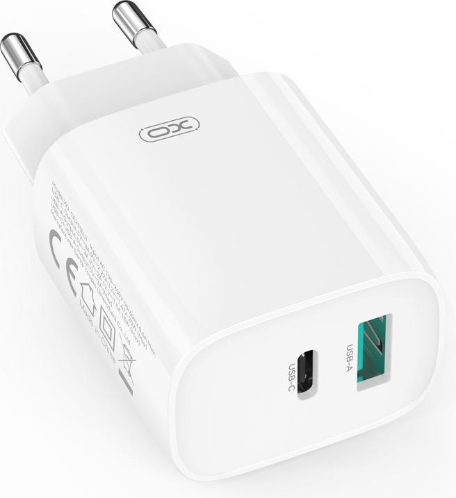 Image du produit xO chargeur mural CE29 PD 20W 1x USB-C 1x USB blanc + câble USB-C - Lightning (20 W)