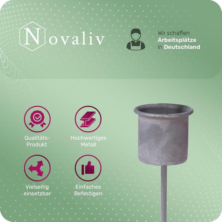 Produktbild Novaliv 4x Stabkerzenhalter grau I Kerzenpick 7,1 x Ø 2,8 cm Kerzenstecker für