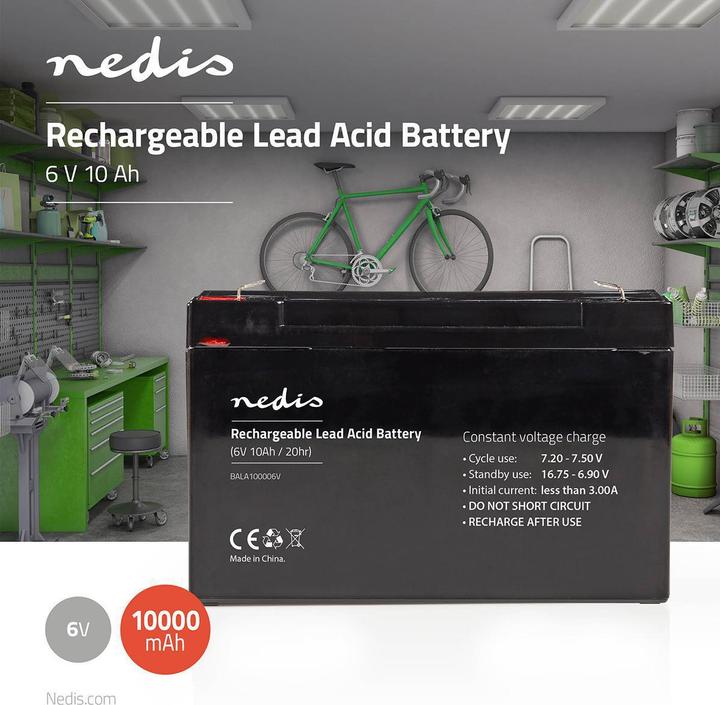 Produktbild Nedis Wiederaufladbarer Wartungsfreie Blei-Akku - Spannung: 6 V - Akku-Kapazität: 10000 mAh - 151 (6 V, 10000 Ah)