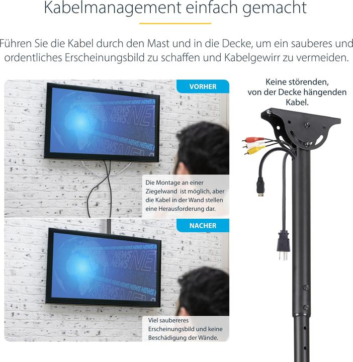 Actual product image StarTech Flat-Screen TV Ceiling Mount (Ceiling, 75", 50 kg)