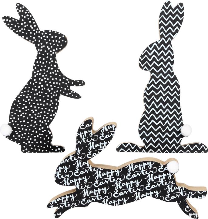 Papierdrachen Coniglietto pasquale in legno con la coda vaporosa (3 x, 15 x 8 x 2 cm)