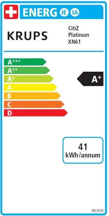 Label énergétique Krups Nespresso CitiZ Platinum (NESPRESSO Original)