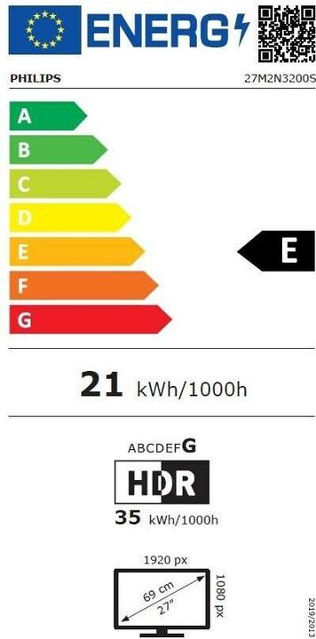 Etichetta energetica Philips 68,5cm (27,0") 27M2N3200S 16:09 2xHDMI+DP IPS bl/gr retail (1920 x 1080 pixel, 27")