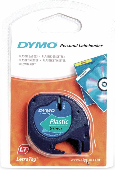 Actual product image Dymo Plastic Ribbon Black on Green (1.20 cm, Green, Black)